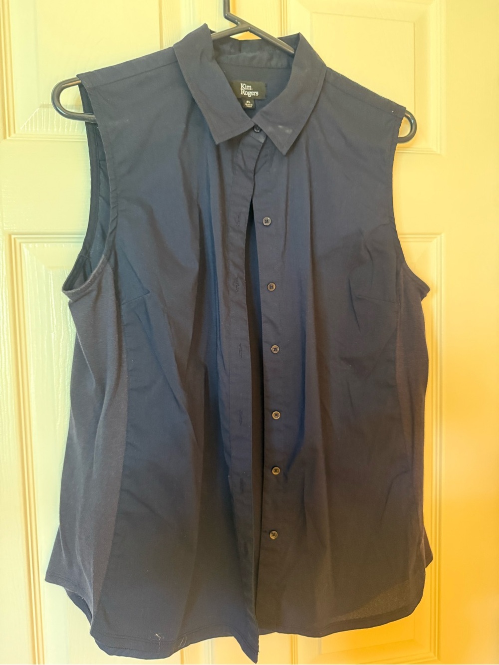 Kim Rogers large Sleeveless Button-Front Shirt - Navy